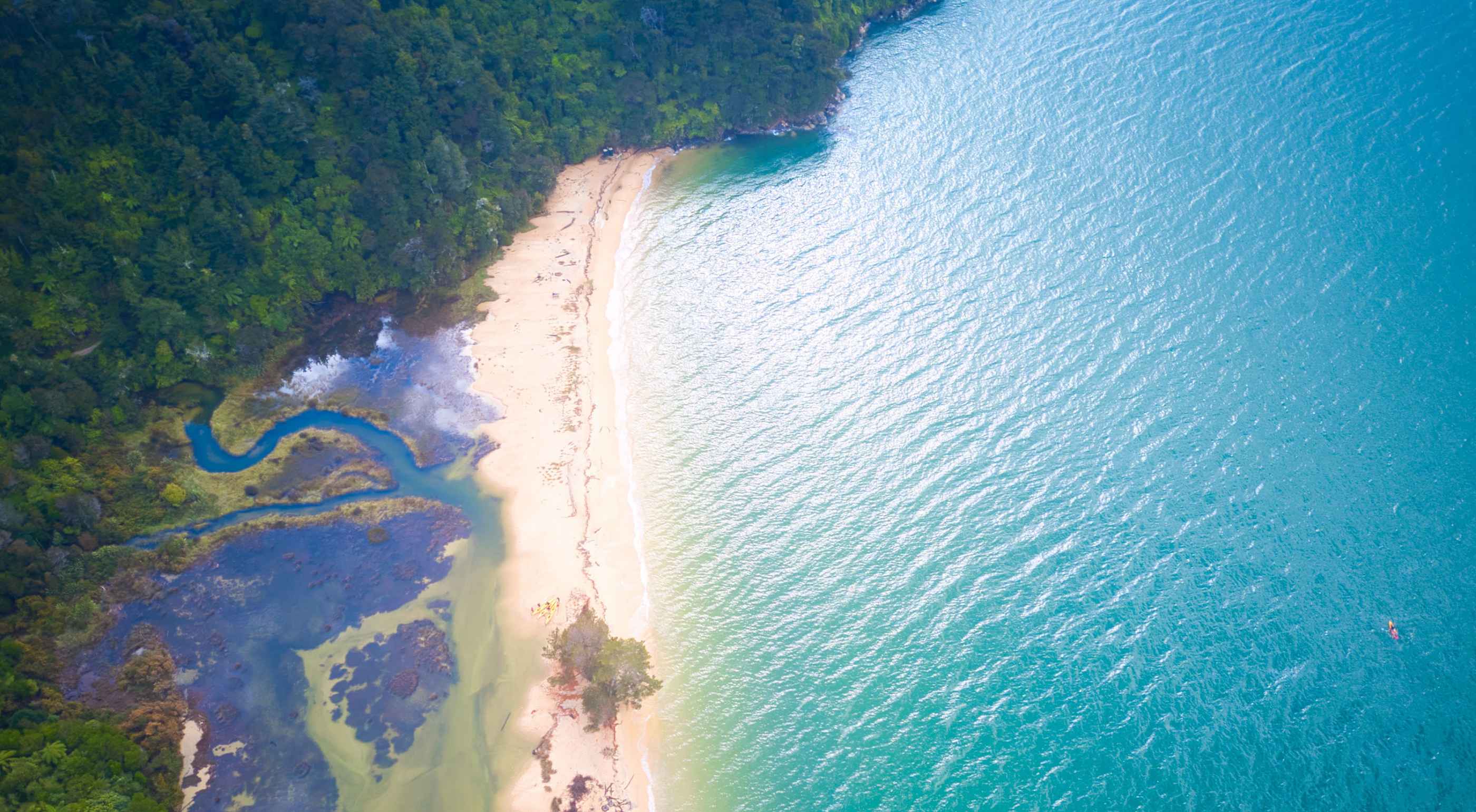Vue en drone de l'Abel Tasman Coast Track