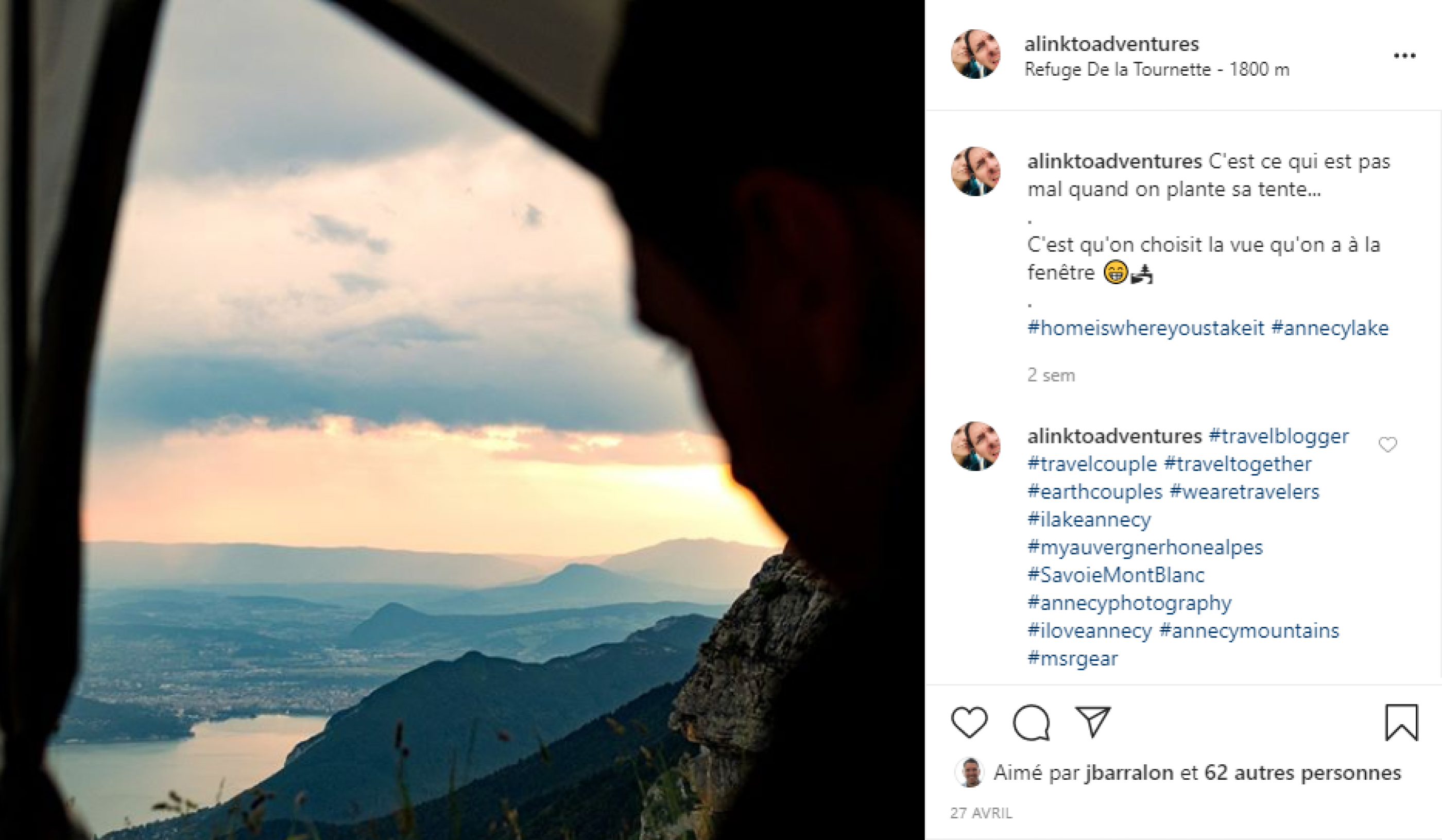 Un post avec notre sous-thème, le bivouac