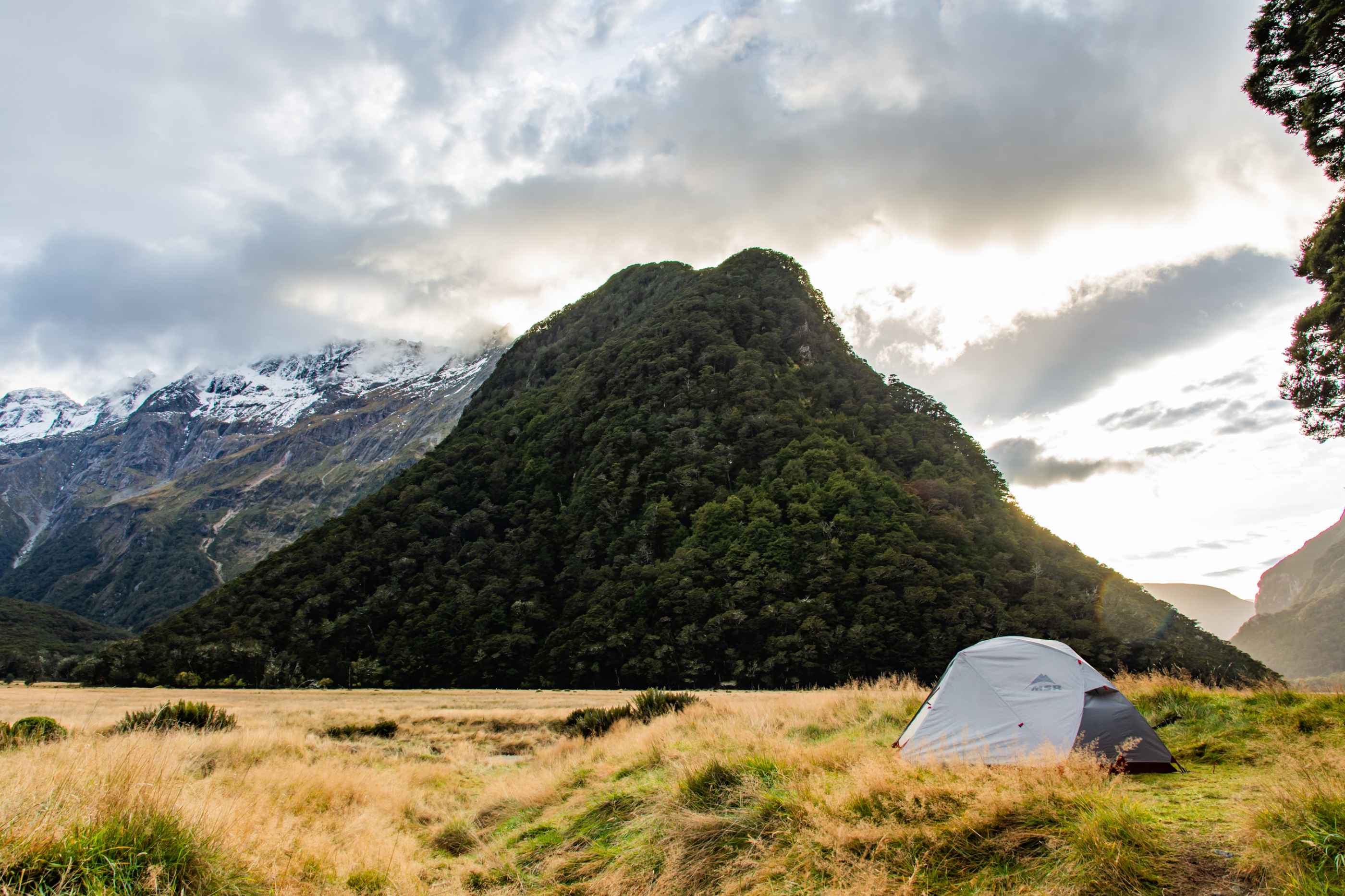 Camping la 1ère nuit au campsite "Routeburn Flats".